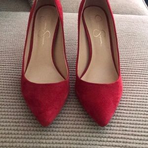 Red Suede Jessica Simpson Cherry Red Pumps